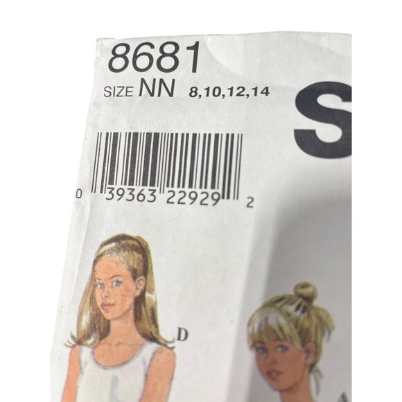 80s Simplicity 8681 Sewing Pattern Sizes 8 10 12 14 Childs Girls Slip Cami UNCUT - Picture 2 of 7